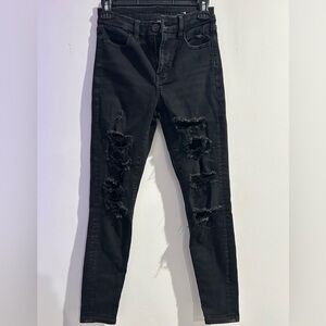 Women’s American Eagle Black, ripped high waisted jeggings size 0S